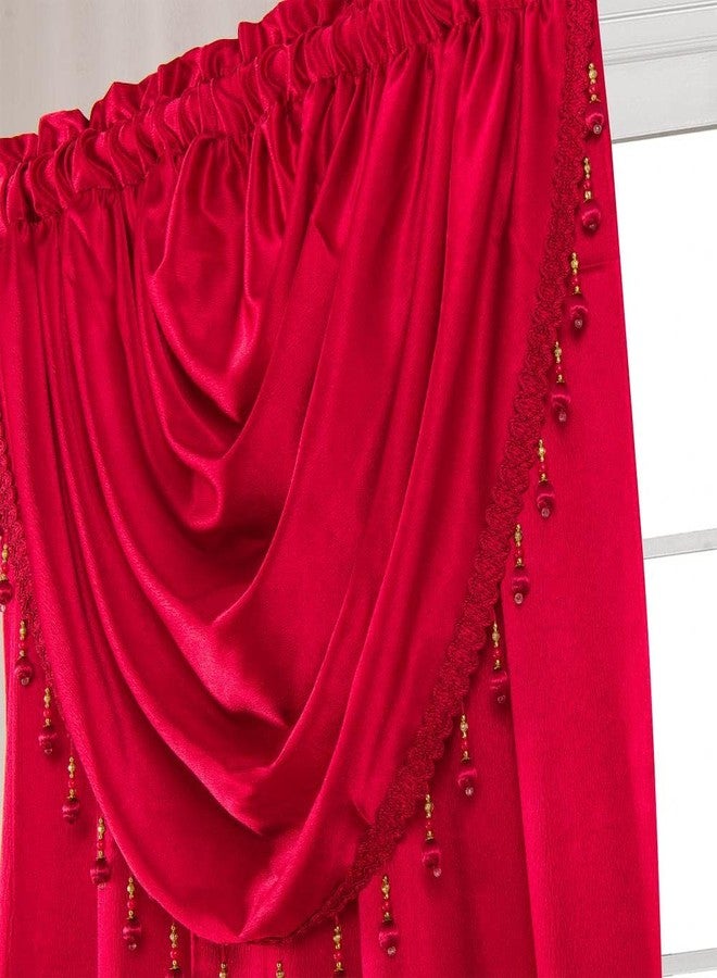 GLORY RUGS Window Panel with Attached Valance Curtain Bedroom Living Room Dining 42"X84" Red - Image 3